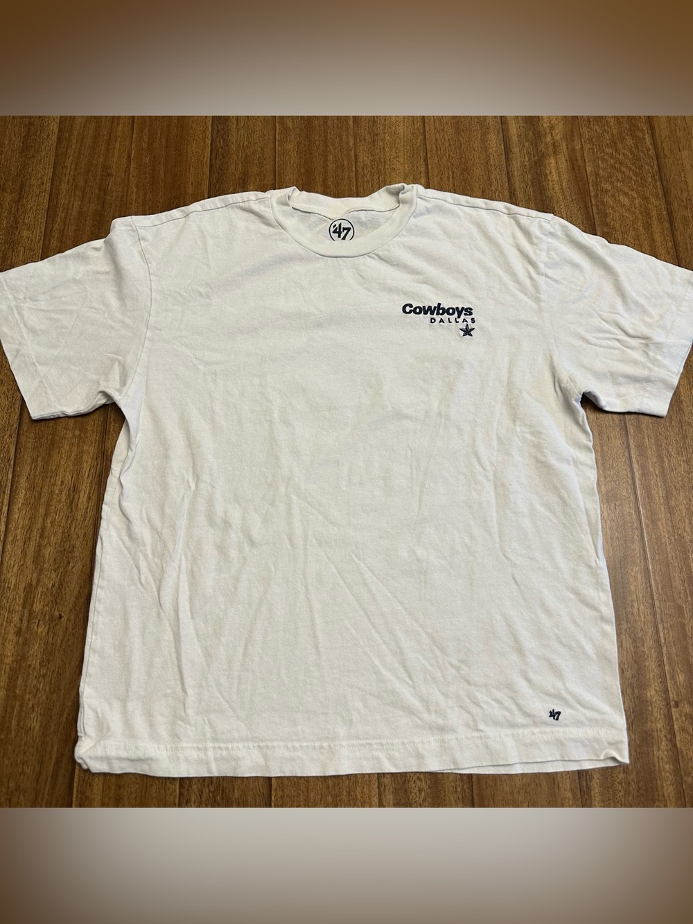 '47 Dallas Cowboys NFL Football White 100% Cotton T-Shirt, Size L